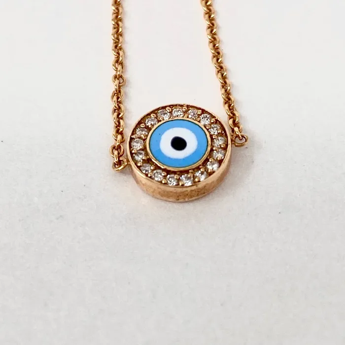 Aaron Basha Bracelets Aaron Basha 18K Rose Gold Evil Eye Pendant Bracelet