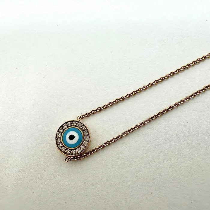 Aaron Basha Bracelets Aaron Basha 18K Rose Gold Evil Eye Pendant Bracelet