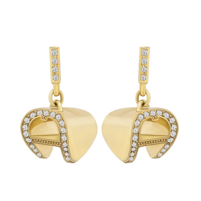 Aigner Erose Gold Plated With Gold Plated Linear Solid Logo Heart Design Aigner Necklaces