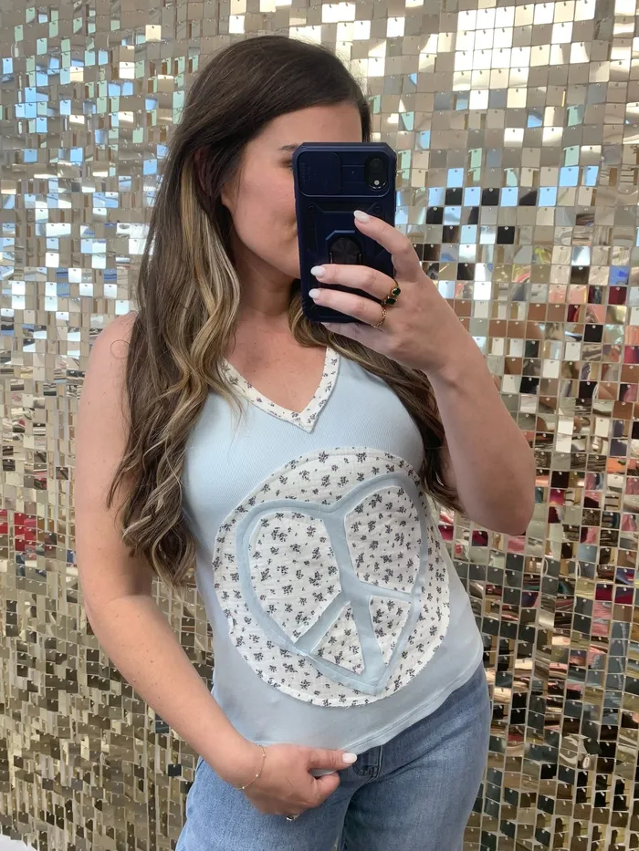 Applique Heart Peace Tank by POL Clear Sky POL Necklaces
