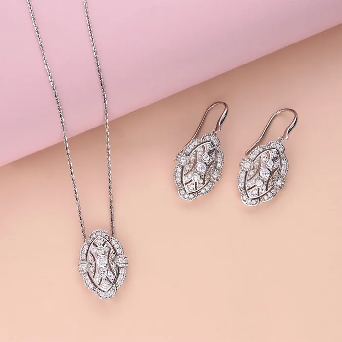 Art Deco Milgrain CZ Necklace in Sterling Silver BERRICLE Necklaces
