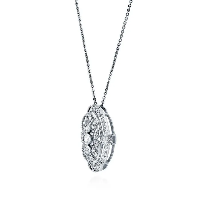 Art Deco Milgrain CZ Necklace in Sterling Silver BERRICLE Necklaces