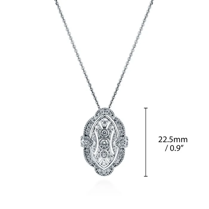 Art Deco Milgrain CZ Necklace in Sterling Silver BERRICLE Necklaces