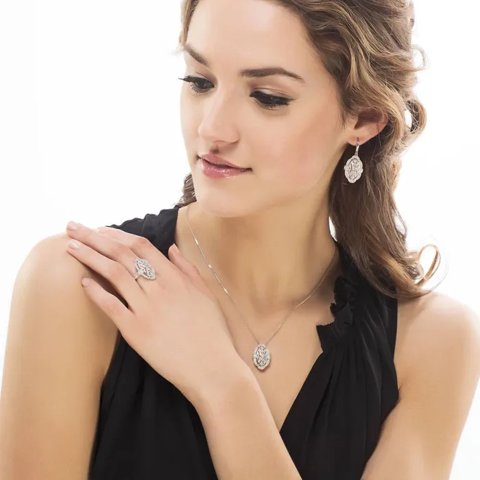 Art Deco Milgrain CZ Necklace in Sterling Silver BERRICLE Necklaces