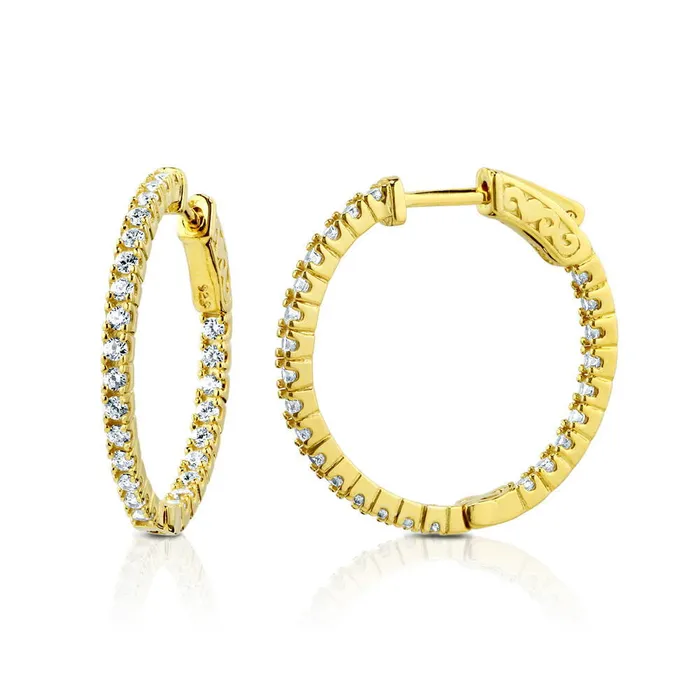 BERRICLE Earrings CZ Medium InsideOut Hoop Earrings in Sterling Silver 1
