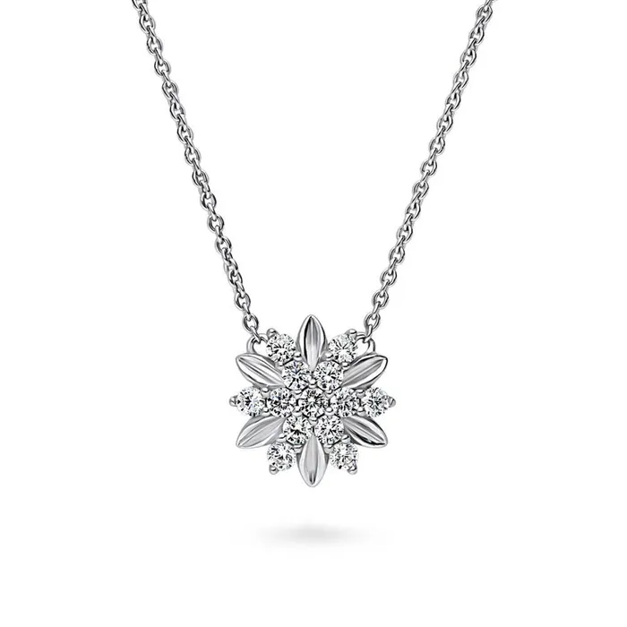 BERRICLE Flower CZ Pendant Necklace in Sterling Silver Necklaces