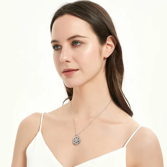 BERRICLE Flower Medallion CZ Necklace in Sterling Silver Necklaces