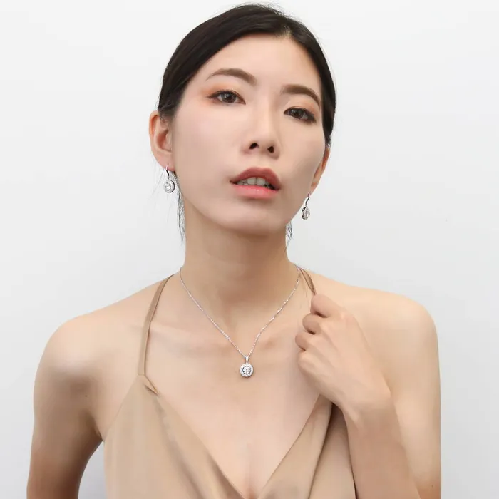 BERRICLE Halo Cable CZ Necklace in Sterling Silver Necklaces