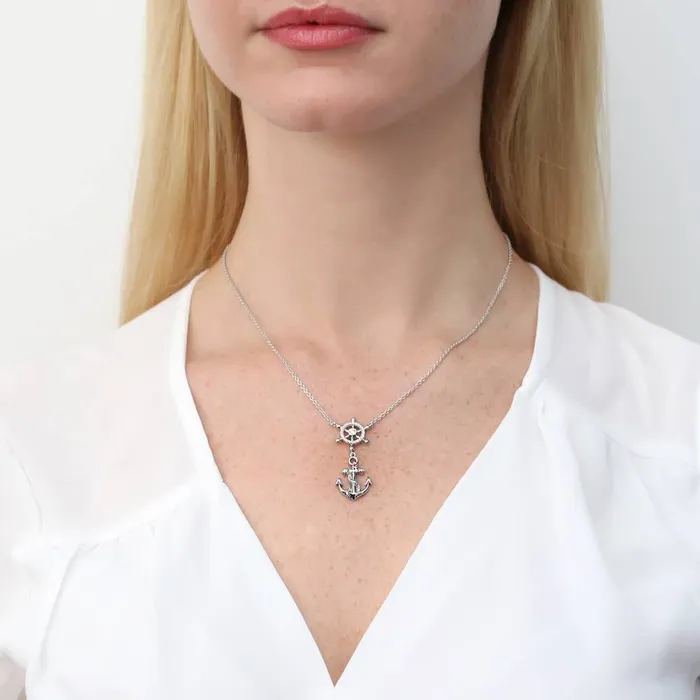 BERRICLE Necklaces Anchor CZ Pendant Necklace in Sterling Silver