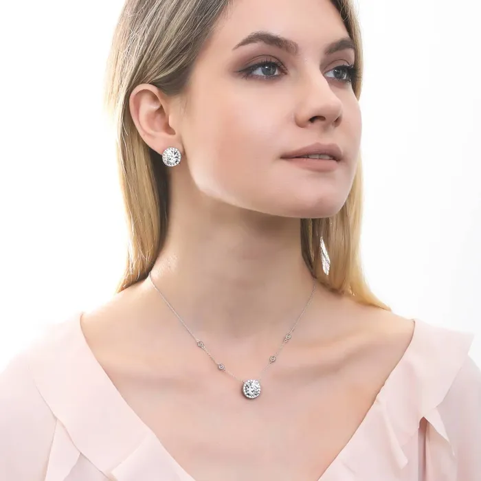 BERRICLE Necklaces Halo CZ Pendant Necklace in Sterling Silver