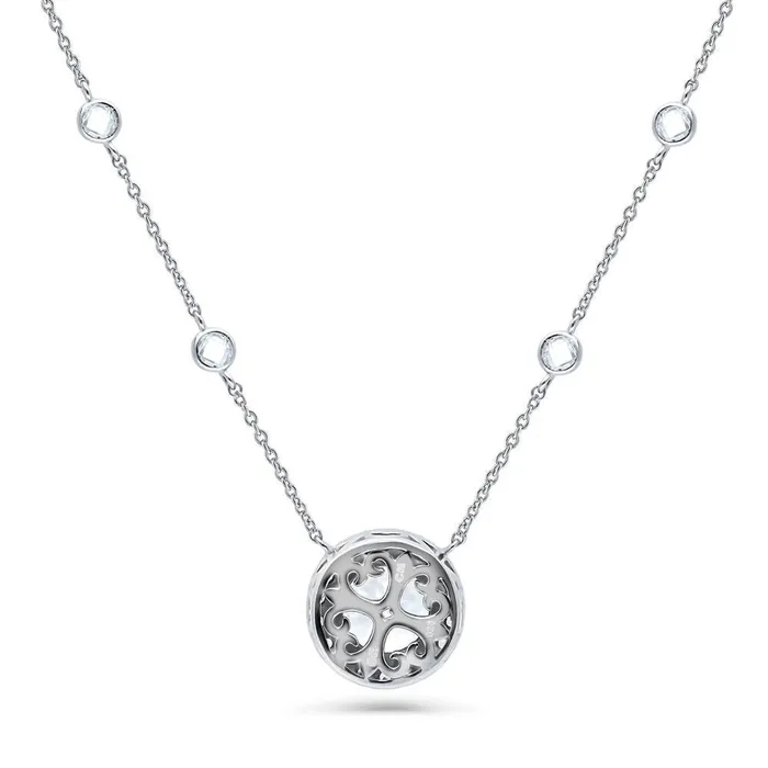 BERRICLE Necklaces Halo CZ Pendant Necklace in Sterling Silver