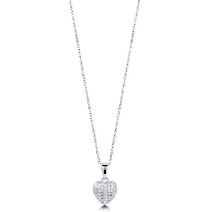 BERRICLE Necklaces Heart CZ Pendant Necklace in Sterling Silver