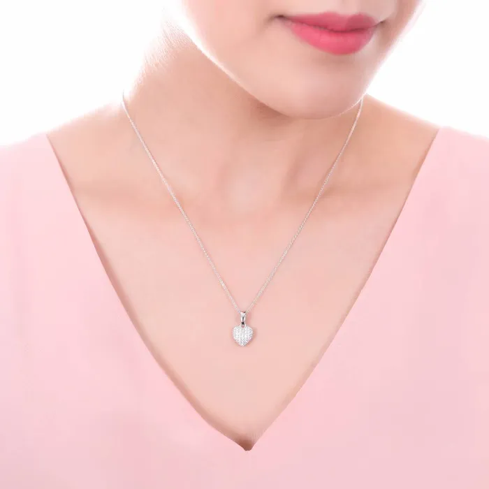 BERRICLE Necklaces Heart CZ Pendant Necklace in Sterling Silver