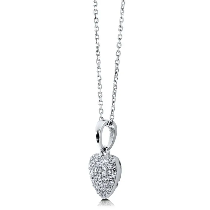 BERRICLE Necklaces Heart CZ Pendant Necklace in Sterling Silver