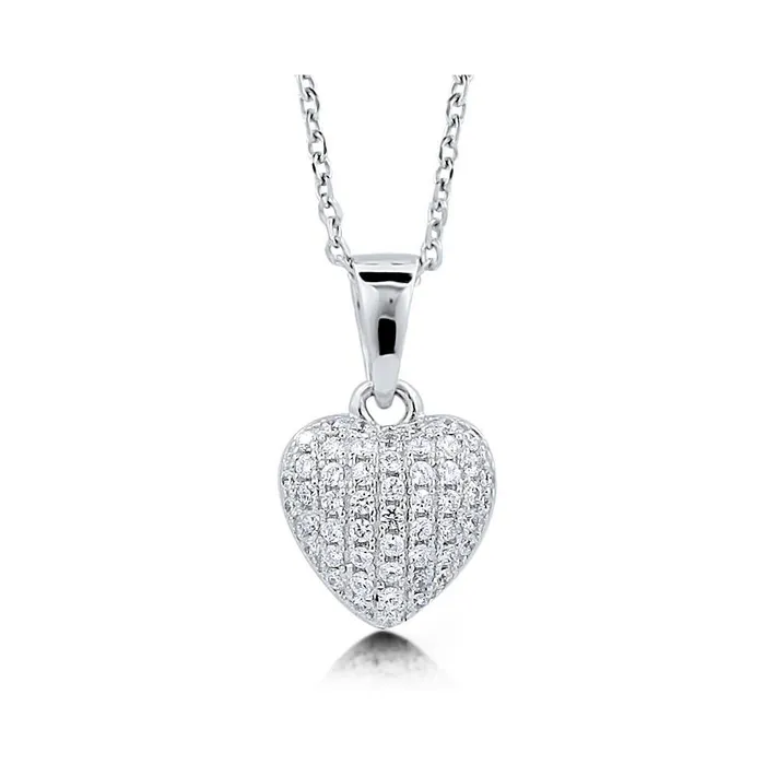 BERRICLE Necklaces Heart CZ Pendant Necklace in Sterling Silver
