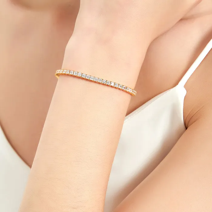 BERRICLE Princess CZ Tennis Bracelet in Gold Flashed Sterling Silver Bracelets