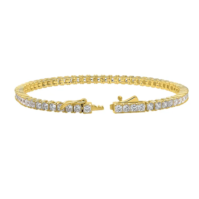 BERRICLE Princess CZ Tennis Bracelet in Gold Flashed Sterling Silver Bracelets
