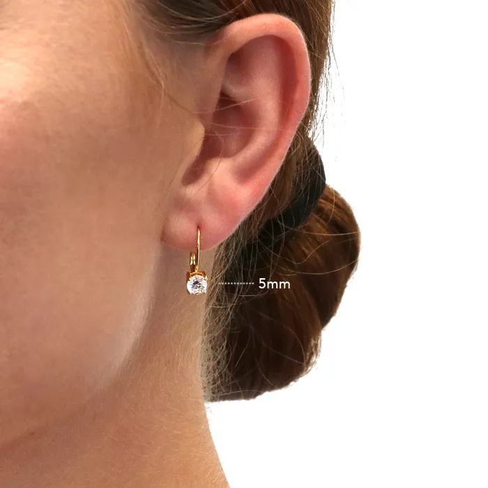 BERRICLE Solitaire CZ Leverback Earrings in Gold Flashed Sterling Silver Earrings
