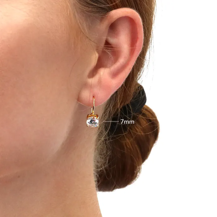 BERRICLE Solitaire CZ Leverback Earrings in Gold Flashed Sterling Silver Earrings