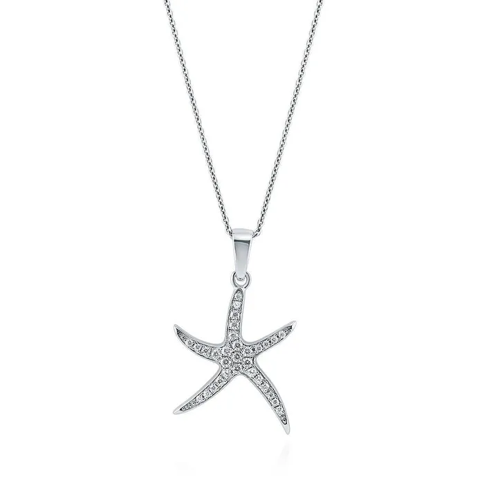 BERRICLE Starfish CZ Pendant Necklace in Sterling Silver Necklaces