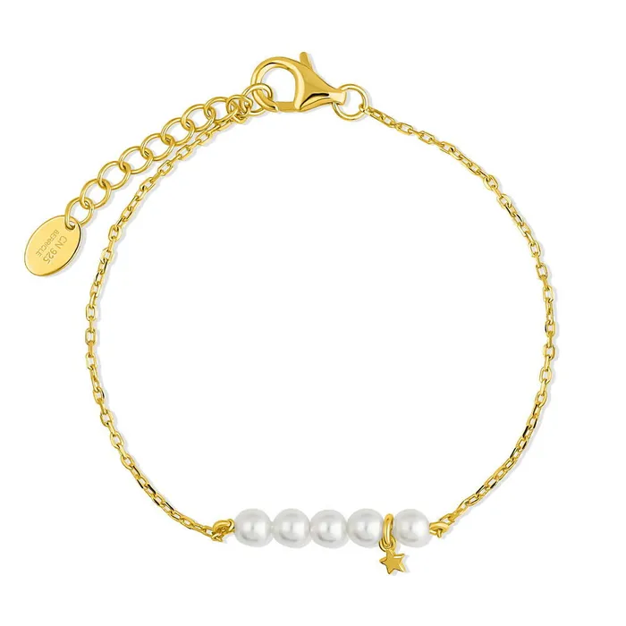 Bracelets BERRICLE Star Bead Imitation Pearl Rolo Chain Bracelet in Sterling Silver