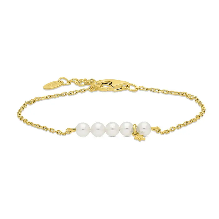 Bracelets BERRICLE Star Bead Imitation Pearl Rolo Chain Bracelet in Sterling Silver