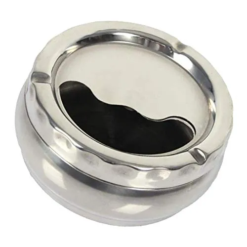 Bracelets Dropshipped via Social Commerce Network BAZPUR MARTStainless Steel Ashtray Holder with Rotatable Lid 12cm Diameter