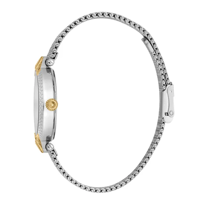 Bracelets Just Cavalli Just Cavalli Womens Watch Two Tone Silver Gold Color Case Silver Dial Mesh Bracelet