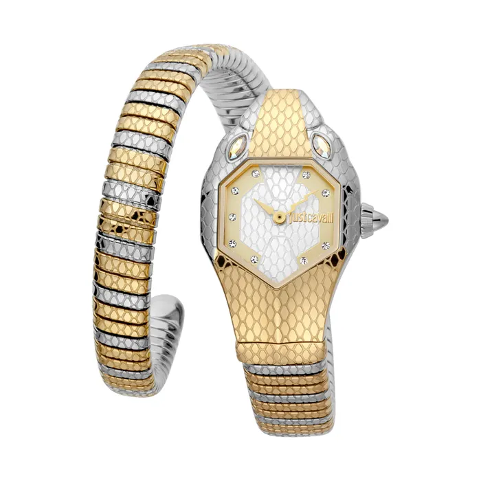 Bracelets Just Cavalli Just Cavalli Women Watch Two Tone Silver Gold Color Case White Mop Dial Two Tone Silver Gold Color Stainless Steel Metal Bracelet