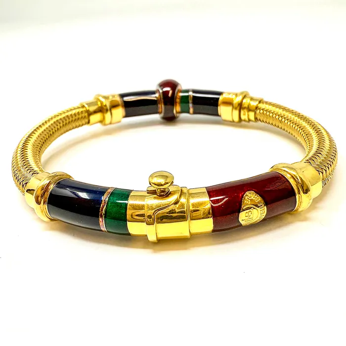 Bracelets La Nouvelle Bague La Nouvelle Bague 18K Gold Enamel Bangle Bracelet