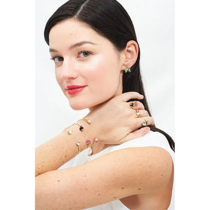 Bracelets Les Nereides Passion Flower Felin Paws And Carved Crystal Bangle Bracelet Les Nereides