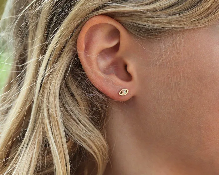 capucinne Earrings EyeShaped Opal Stud Earrings For Her