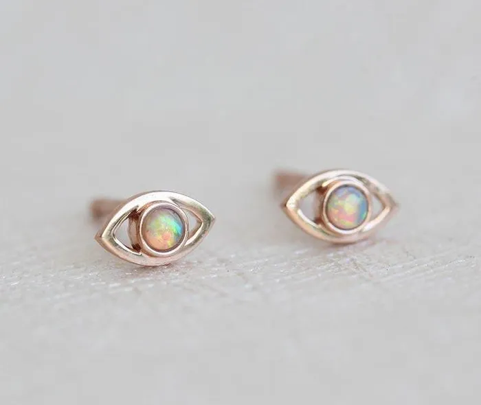 capucinne Earrings EyeShaped Opal Stud Earrings For Her