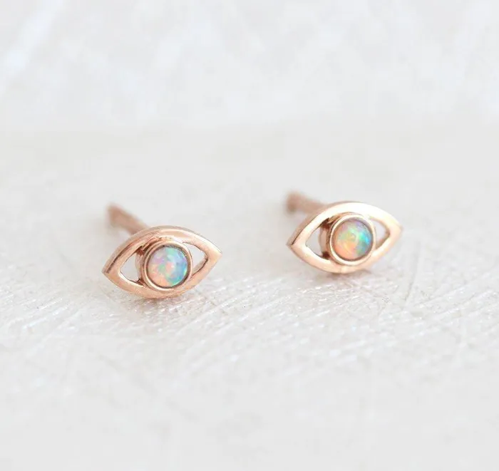 capucinne Earrings EyeShaped Opal Stud Earrings For Her