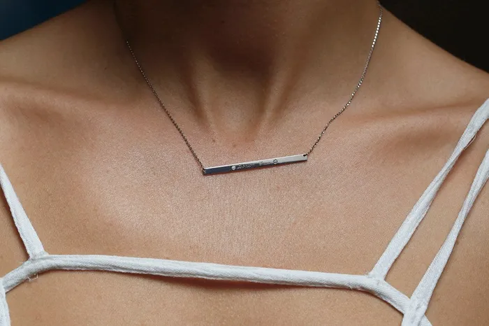 capucinne Necklaces Sterling Silver Nameplate Necklace with Zirconia Stones capucinne Necklaces Sterling Silver Nameplate Necklace with Zirconia Stones