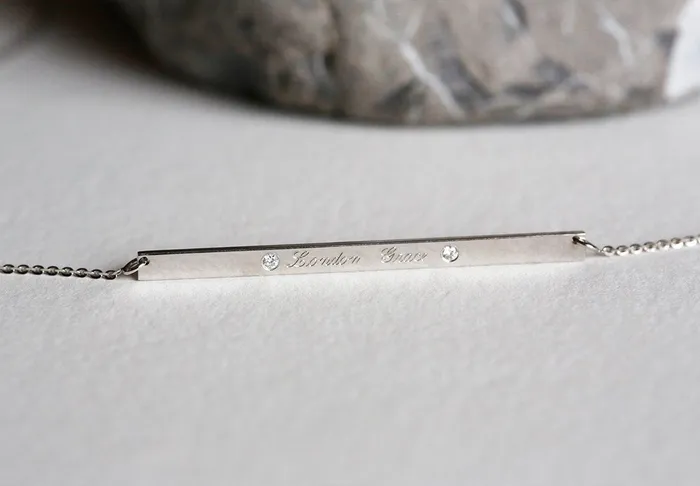 capucinne Necklaces Sterling Silver Nameplate Necklace with Zirconia Stones