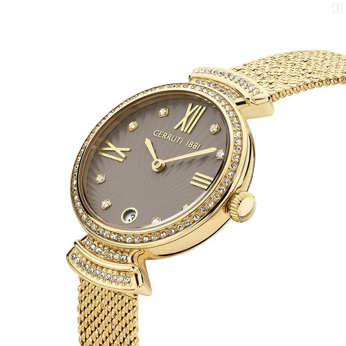 Cerruti 1881 Cerrisi Ladies Mink Dial Stainless Steel Gold Plated Watch Cerruti Bracelets