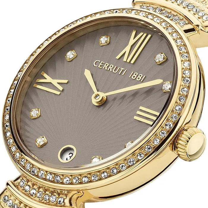Cerruti 1881 Cerrisi Ladies Mink Dial Stainless Steel Gold Plated Watch Cerruti Bracelets