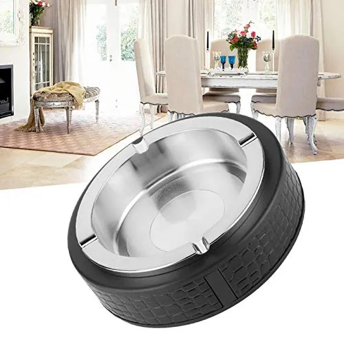 Dropshipped via Social Commerce Network Bracelets Offices Ashtray 61X18In Stainless Steel Rubber Bar Ashtray for Living Room Bar ClubSilver
