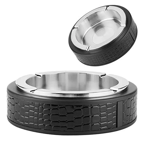 Dropshipped via Social Commerce Network Bracelets Offices Ashtray 61X18In Stainless Steel Rubber Bar Ashtray for Living Room Bar ClubSilver