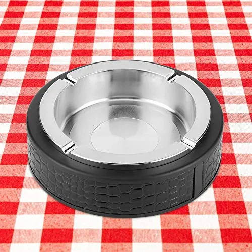 Dropshipped via Social Commerce Network Bracelets Offices Ashtray 61X18In Stainless Steel Rubber Bar Ashtray for Living Room Bar ClubSilver