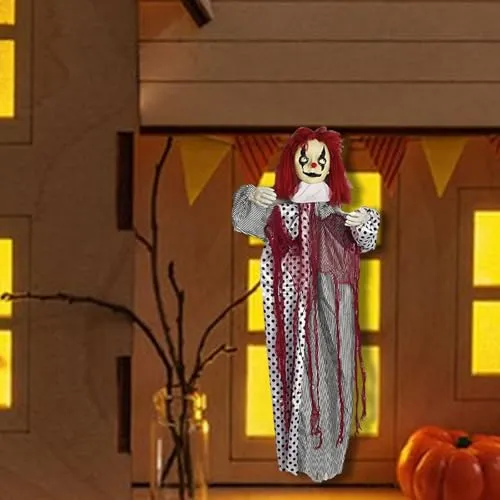Dropshipped via Social Commerce Network LOOM TREE Hanging Clown Haunted House Prop for Holiday Party Lawn 1 Hanging Clown Necklaces