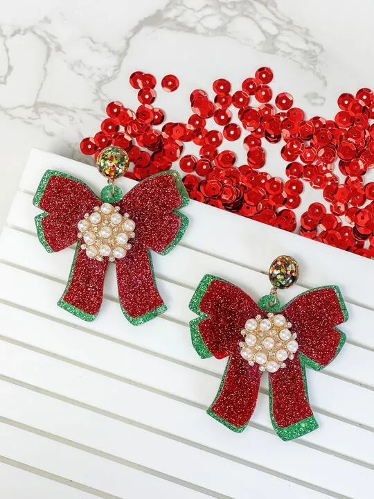 Earrings Acrylic Glitter Ribbon Statement Earrings Prep Obsessed TI