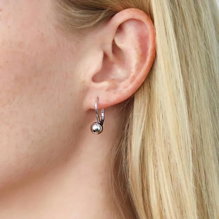 Earrings Bead Leverback Earrings in Sterling Silver BERRICLE