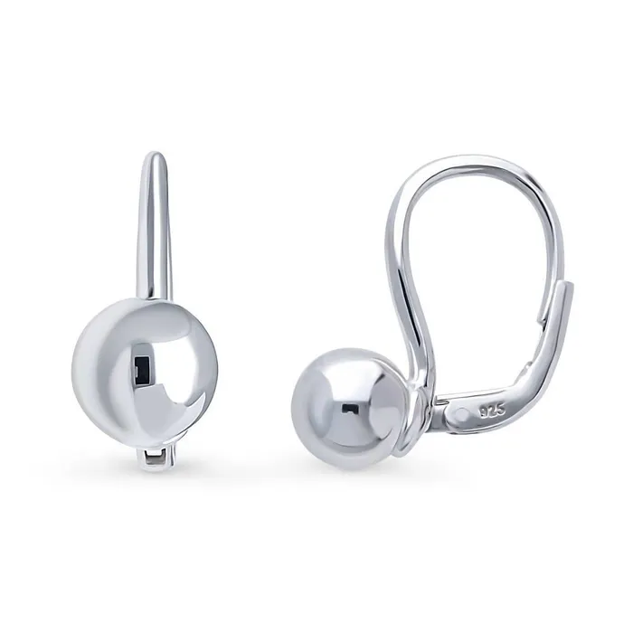 Earrings Bead Leverback Earrings in Sterling Silver BERRICLE
