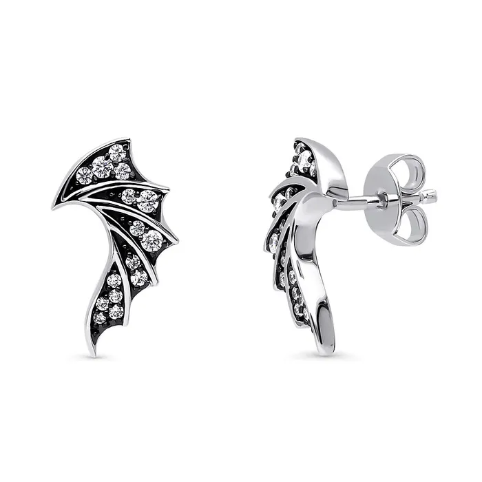 Earrings BERRICLE Angel Wings CZ Stud Earrings in Sterling Silver