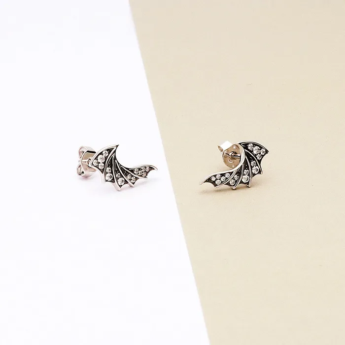 Earrings BERRICLE Angel Wings CZ Stud Earrings in Sterling Silver