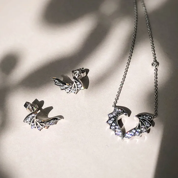 Earrings BERRICLE Angel Wings CZ Stud Earrings in Sterling Silver