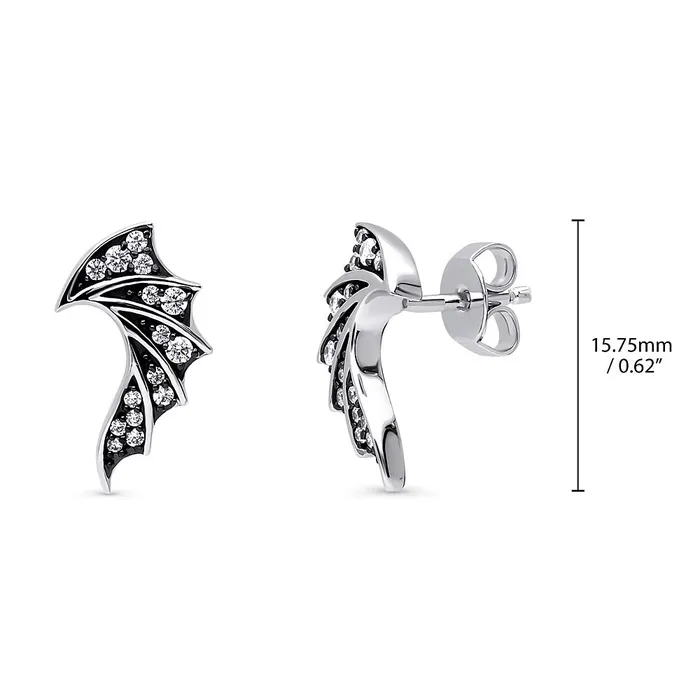 Earrings BERRICLE Angel Wings CZ Stud Earrings in Sterling Silver