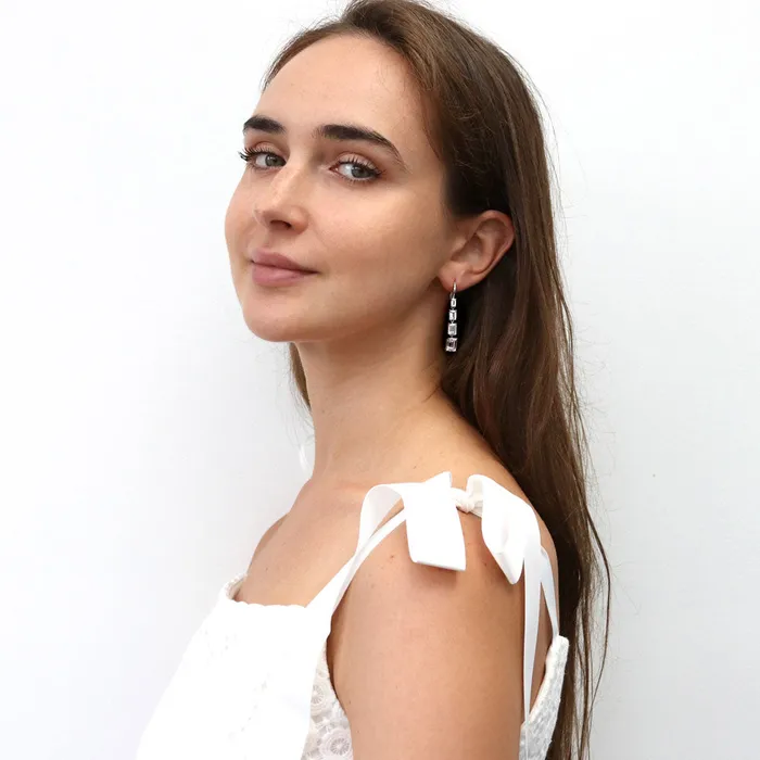 Earrings BERRICLE Graduated CZ Leverback Chandelier Earrings in Sterling Silver